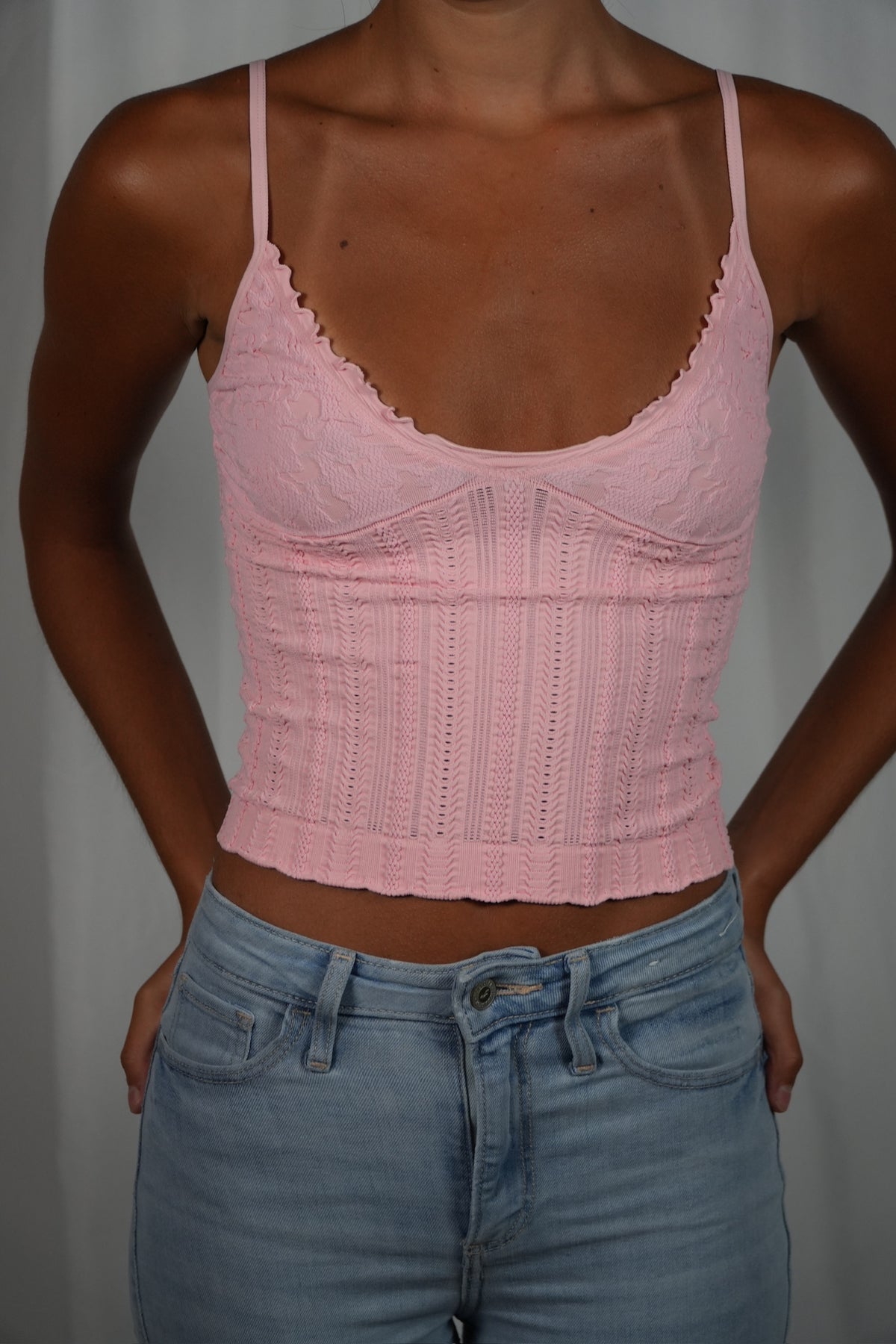 Knit Seamless Nylon Spandex Jacquard Pattern Top